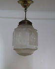  Lampe Deckenlampe 30er Jahre vintage Messing Blech Glasschirm mattiert poliert
