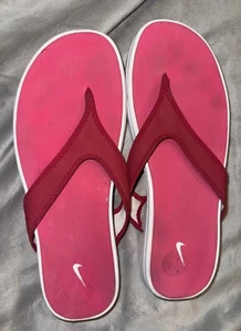 Nike Comfort Footbed Womens Size 9 Pink/White Thong Flip Flop - Picture 1 of 7