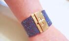 Thalia Sodi 7' Gold-Tone Blue Glitter Wrap Bracelet L856 $34
