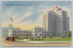 Postal del Hospital Jefferson Davis en Houston Texas TX década de 1940 - Imagen 1 de 2