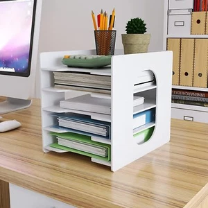 5-Tier Office Paper Organizer for Desk Desktop File Holder Desk Letter Tray & A4 - Picture 1 of 8