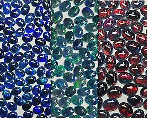 53946.0 - 8x6 mm Oval Cut Australian Opal Triplets For Sale in either Blue or - Picture 1 of 10