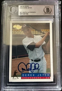 Derek Jeter SIGNED 1993 - 1994 Excel #106 Greensboro Rookie Card- A RARE CARD! - Picture 1 of 7