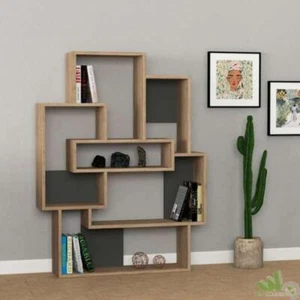 LIBRERIA STILE MODERNO ROVERE ANTRACITE 101x22x132h CM 7 RIPIANI DESIGN SCAFFALE - Foto 1 di 3