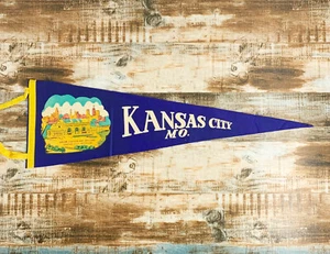 Kansas City Missouri Union Station and Skyline - Vintage 26" Long Felt Pennant - Picture 1 of 1