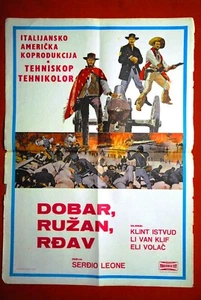 GOOD BAD UGLY SERGIO LEONE CLINT EASTWOOD 1967 ORIGINAL RARE EXYUGO MOVIE POSTER - Picture 1 of 2