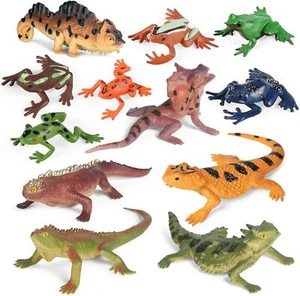 12 PIEZAS Figuras de animales lagarto reptil mini plástico rana anfibia a sangre fría juguete - Imagen 1 de 7