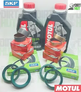 Sellos y casquillos de horquilla Kawasaki KXF 250 SKF 48 mm Showa 2013-2019 aceite Motul 5W X2 - Imagen 1 de 7