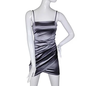 Windsor Lilac / Silver Bodycon Mini Dress Size Small Mock Wrap Sleeveless  - Picture 1 of 10
