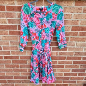 Talbots Dress Women's Size 8 Petite Lightweight Floral Fitted Ruffle Hem - Picture 1 of 8