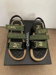 Chanel Dad Tweed Multicoloured Sandals Size EU 38, UK5, US 8 - Picture 1 of 14