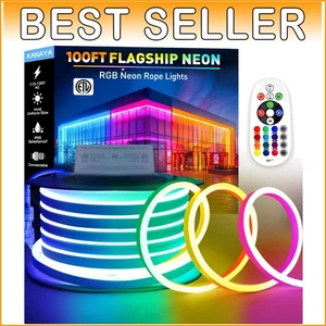 ETL Listed 100ft Waterproof LED Neon Lights - Color-Changing Ambiance via Remote - Picture 1 of 9