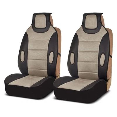 FH Group Leatherette 1st Row Black & Beige Cushion Pads w 3D Air Mesh Foto 1 de 3