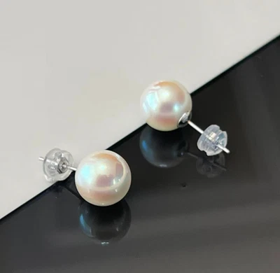 Pendientes de perlas Akoya concha de mar 8 mm blanco japonés plata de ley 925 Foto 1 de 4