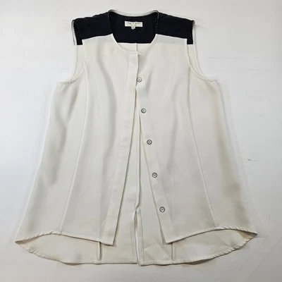 Blusa sin mangas Rag & Bone marfil/negro con botones para mujer XS Foto 1 de 4