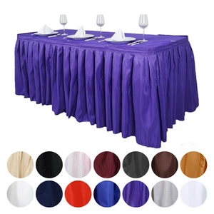 17 feet x 29" Polyester Banquet Table Skirt Wedding Party Linens Wholesale - Picture 1 of 46