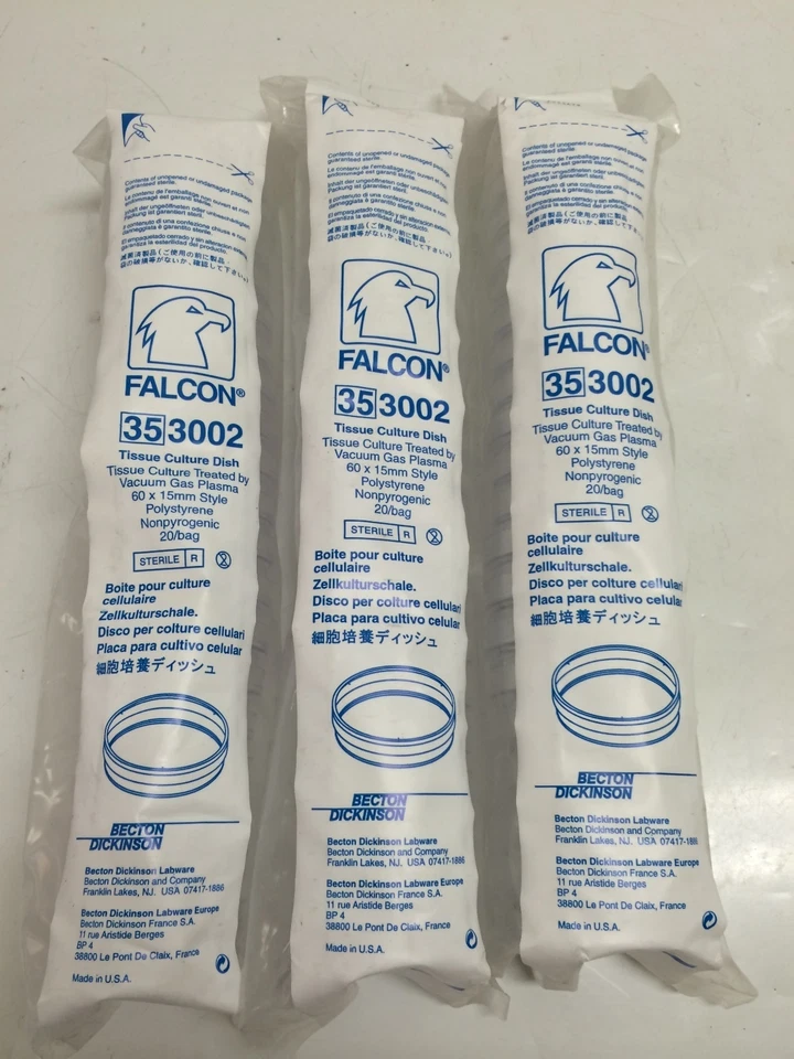 NUEVO PLATO DE CULTIVO DE TEJIDOS BD FALCON 353002 60x15mm (20/pk) LOTE DE 3 Foto 1 de 1