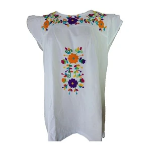 Nicaraguan Made Embroidered Xochitl Blouse Size 14 100% Cotton Artisan made - Bild 1 von 6