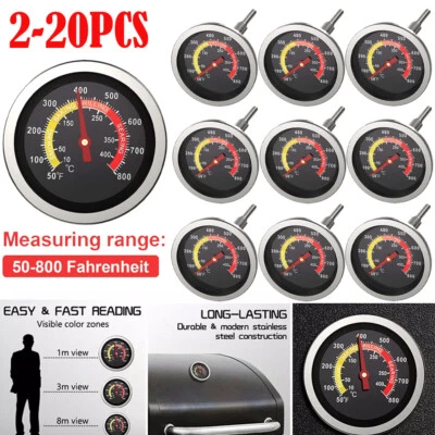 2" Temperature Thermometer Gauge Barbecue BBQ Grill Smoker Pit Thermostat Lot