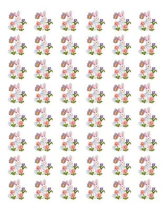 48 RABBIT FLOWERS ENVELOPE SEALS LABELS STICKERS 1.2" ROUND - Picture 1 of 1