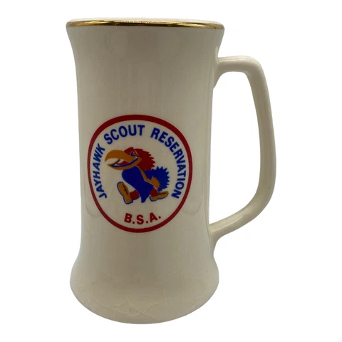 1973 Vtg University of Kansas Jayhawk KU Mug BSA Scouts Cup Ceramic Cover