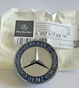 New Mercedes-Benz Blue Laurel Replacement Bonnet Emblem W163 W204 W211 W212 54mm - Picture 1 of 8