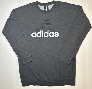 Adidas Mens Medium M Logo Pullover Gray Crewneck Long Sleeve Sweatshirt - Picture 1 of 10