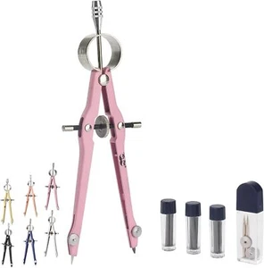 Mr. Pen Professional Compass - Pink Metal Geometry Compass with Extra Leads for - Picture 1 of 1