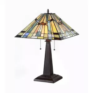 Tiffany-style 2 Light Mission Table Lamp 16" Shade - Picture 1 of 1
