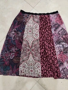 Gonna boho Johnny Was Valencia in seta con pannelli donna XL $275 nuova con etichette - Foto 1 di 12