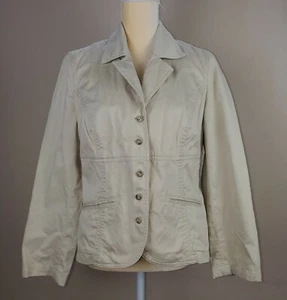 J. Jill Women's Minimalist Button-Up Cotton Blazer Jacket sz 10 Career Office - Picture 1 of 10