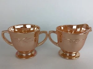 Creamer Sugar Set Anchor Hocking Fire King Peach Lustre - Bild 1 von 4