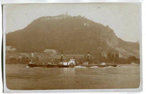 Foto AK Königswinter,Bad Honnef,Mehlem,Drachenfels,Rhein-Schlepp-Dampfer um 1920 - Picture 1 of 2