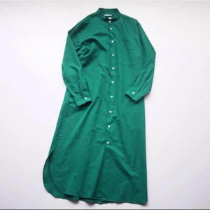 Cristaseya grünes Maxi Hemd Kleid XS/M Italy 100% Baumwolle Mao Kragen lang - Bild 1 von 6