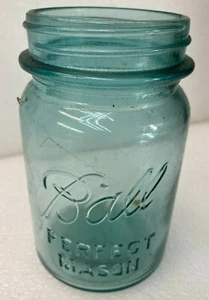 Vintage Pint Size Blue Ball Perfect Mason Canning Jar Mold #5 - Picture 1 of 3