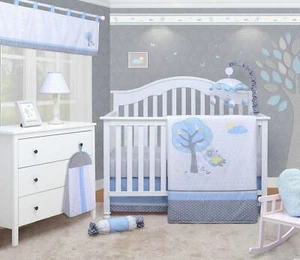 6-Piece Blue Little Puppy Dog Baby Boy Nursery Crib Bedding Sets By OptimaBaby - Picture 1 of 4