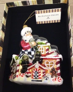 MACKENZIE CHILDS Glass Ornament - PASTRY CHEF SANTA - Picture 1 of 2