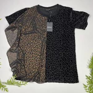 DKNY Top Blouse Sz S Mixed Print Two Tone NWT - Picture 1 of 10