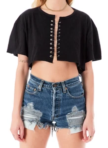 Emma & Sam Pin LADDER FRONT CROP T-SHirt NEW SZ SMALL - Picture 1 of 6