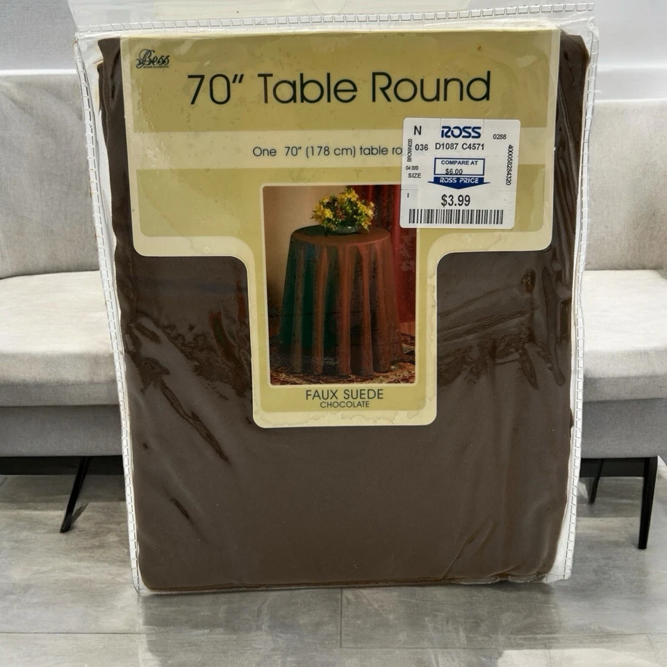 "Mantel redondo de gamuza sintética chocolate Bess Home 70""" Foto 1 de 4