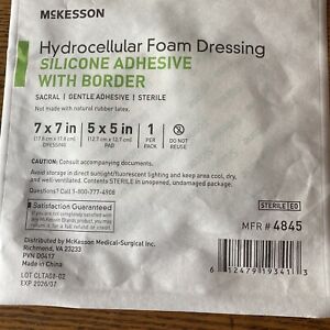 McKesson Hydrocellular Foam Dressing 7"x7" Sacral Silicone Adhes. 4845 Lot of 5