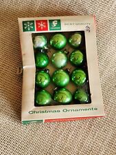 Vtg Green Mercury Glass  Ornaments 25mm Franke Japan Christmas feather tree 