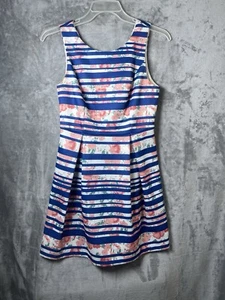 Vestido floral 41 Hawthorn para mujer sin mangas, talla M, cremallera trasera blanco/azul - Imagen 1 de 7