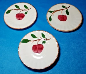 VTG Blue Ridge Southern Potteries Apple Brown Edge Set of 3 Plates - Picture 1 of 9