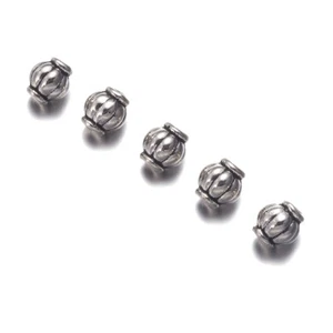 100x Tibetan Alloy Barrel Metal Beads Corrugated Loose Spacer Antique Silver 4mm - Picture 1 of 3