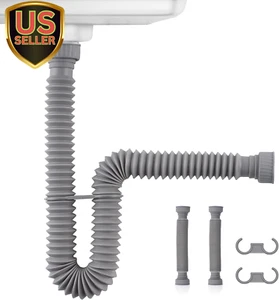 2 Pack 1-1/2" P-Trap Pipe, Flexible Sink Drain Pipe with 4 Rubber Sealing Rings, - Picture 1 of 9