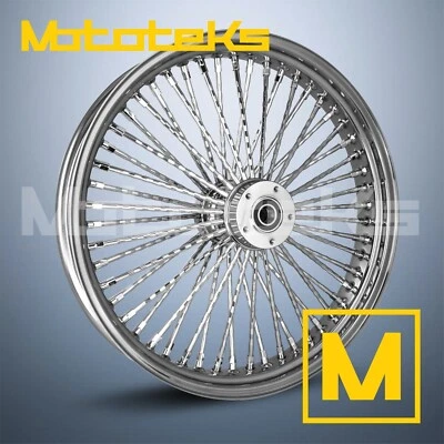 21X2.15 FAT DIAMOND SPOKE WHEEL 52 STAINLESS HARLEY SOFTAIL SPORTSTER DYNA FRONT - Image 1 of 4
