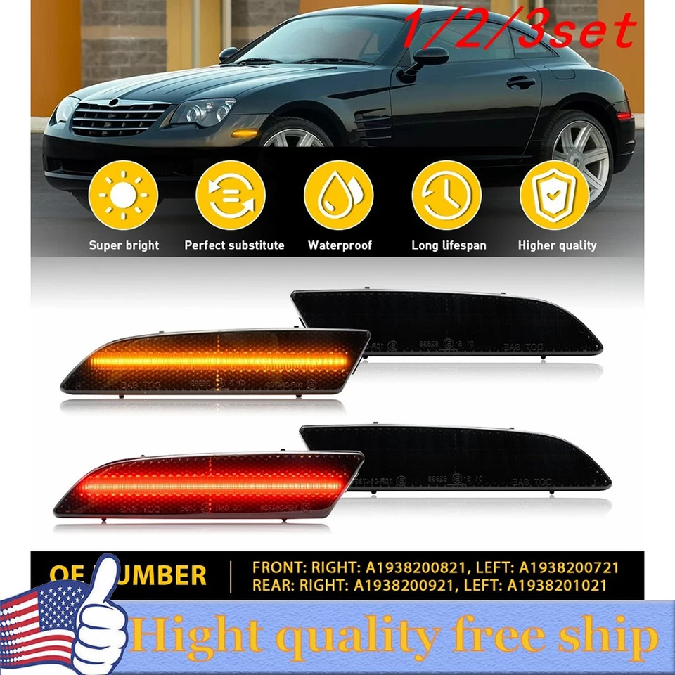 4/8x For 2004-08 Chrysler Crossfire Front & Rear Bumper Signal Side Marker Light - Imagem 1 de 1