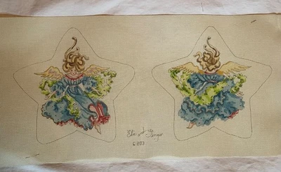 Edie & Ginger Handpainted Christmas Needlepoint Canvas Angel/Star, VTG, 2-sided  - Image 1 of 4