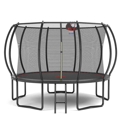 12FT YC Pumpkin Trampoline – Black & Red Design with Ladder, Outdoor Fun for - Image 1 of 4